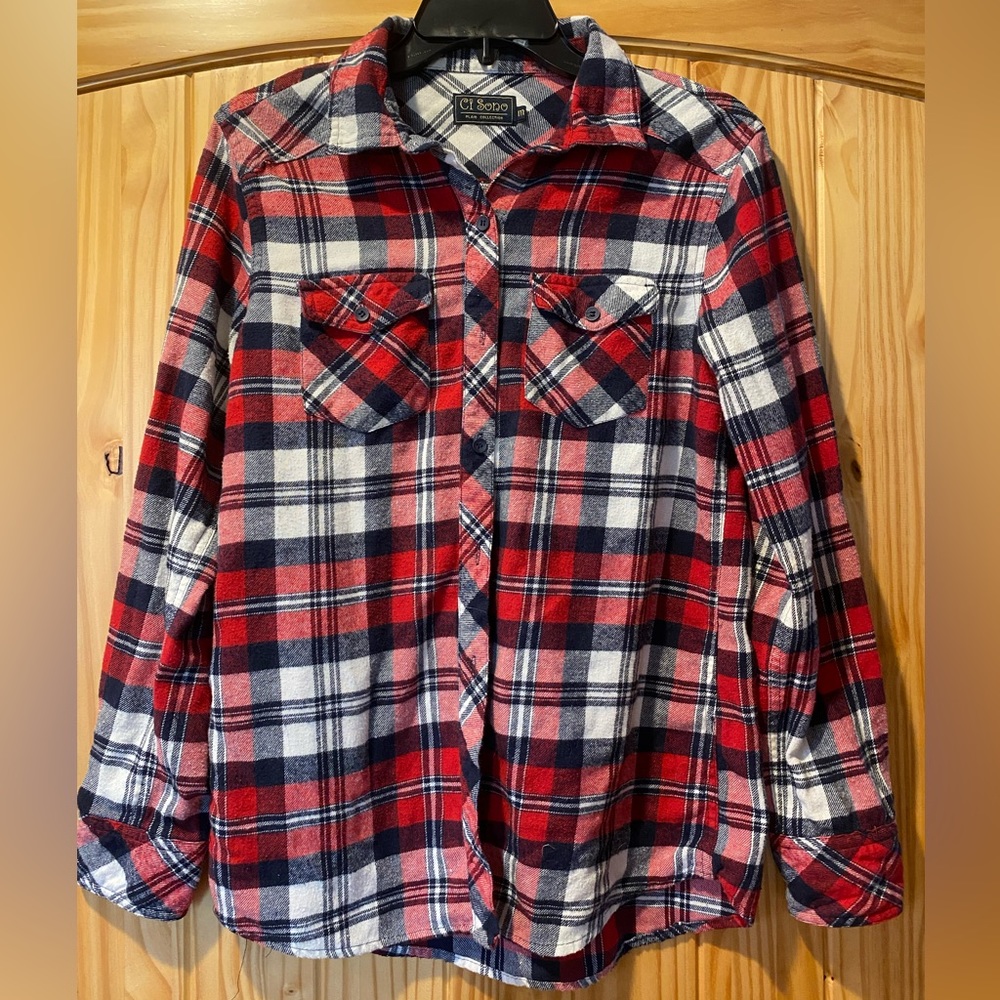 Ci Sono Plaid Shirt! Red Flannel, Size Medium